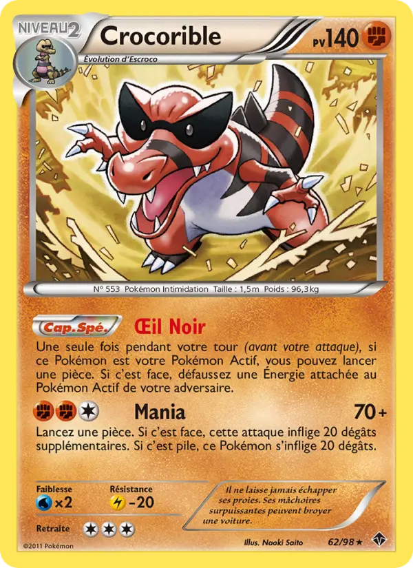 Crocorible – carte Pokémon TCG Rare n°62