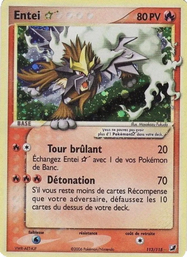 Entei ☆ – carte Pokémon TCG Rare n°113