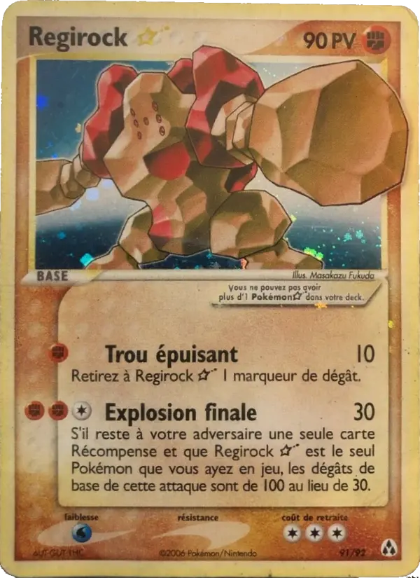 Regirock ☆ – carte Pokémon TCG Rare n°91