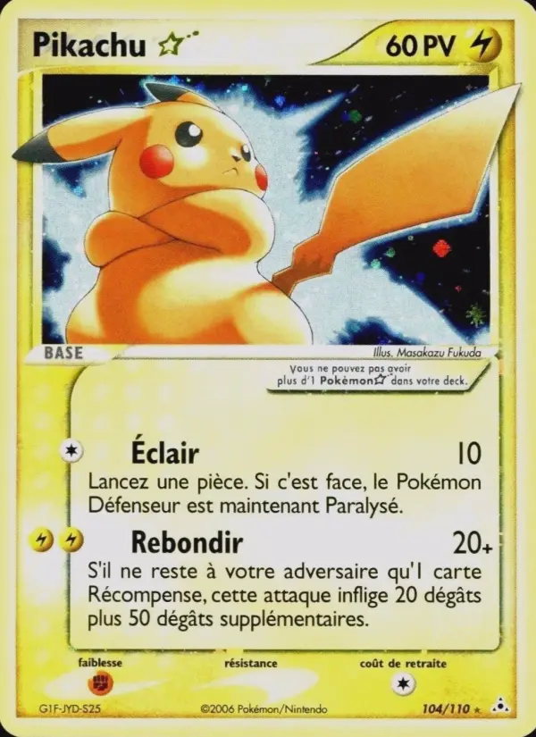 Pikachu ☆ – carte Pokémon TCG Rare n°104