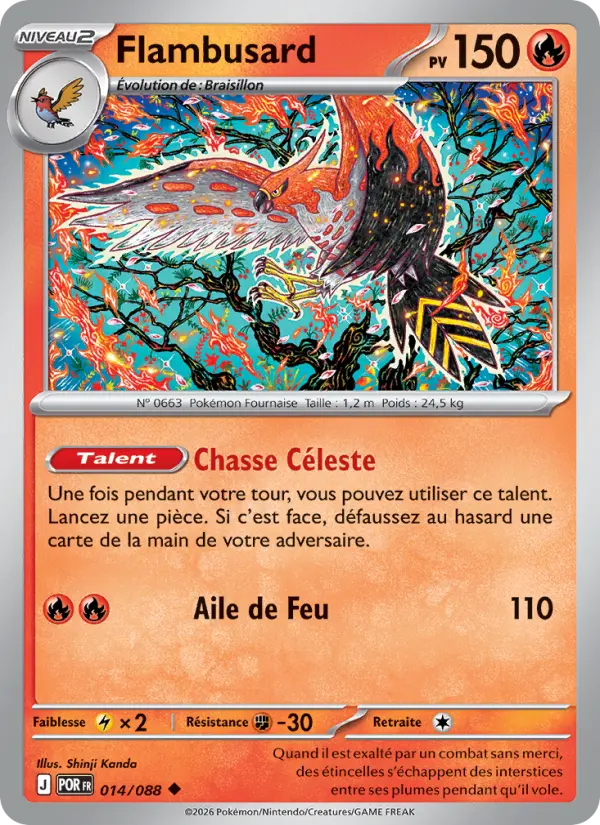 Flambusard – carte Pokémon TCG Peu Commune n°014