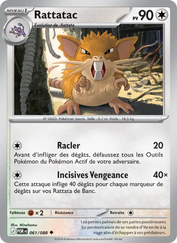 Rattatac – carte Pokémon TCG Peu Commune n°061