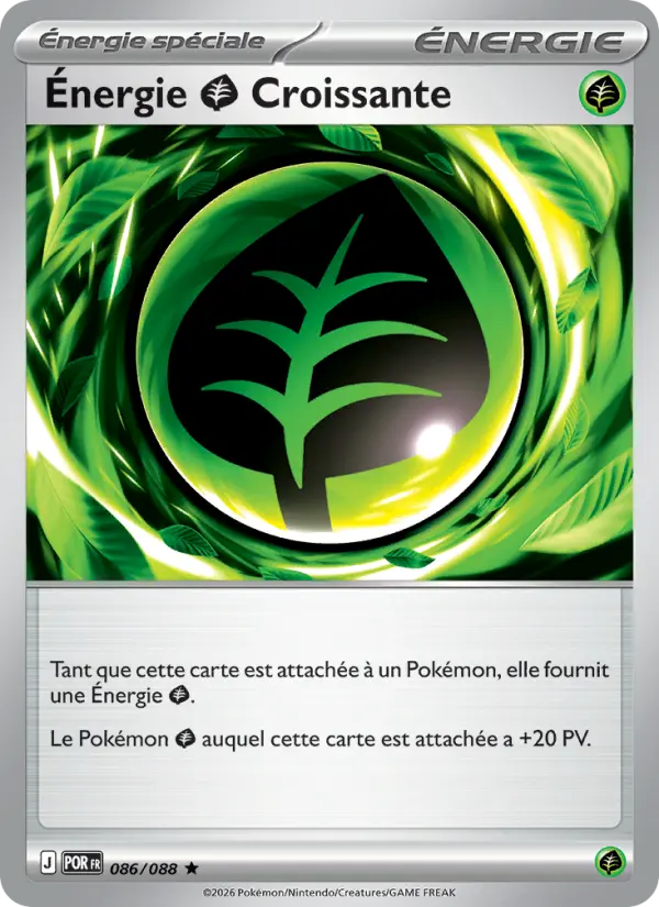 Énergie Grass Croissante – carte Pokémon TCG Rare n°086