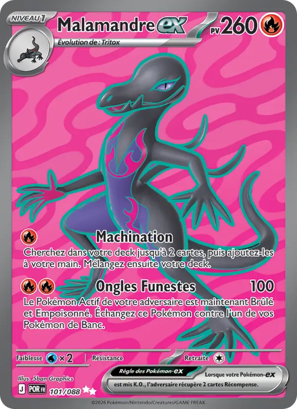 Malamandre-ex – carte Pokémon TCG Ultra Rare n°101