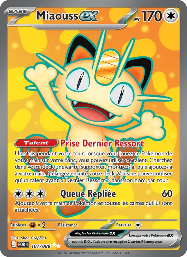 Miaouss-ex – carte Pokémon TCG Ultra Rare n°107