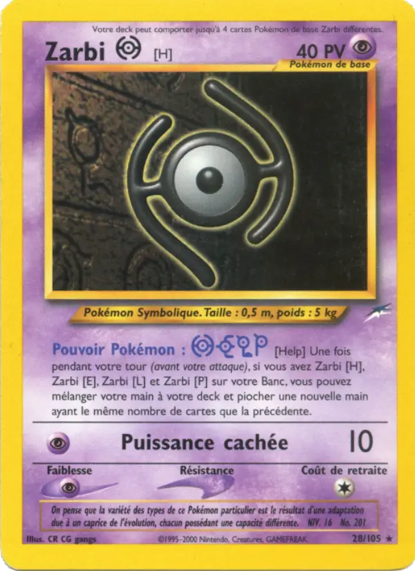 Zarbi H – carte Pokémon TCG Rare n°28