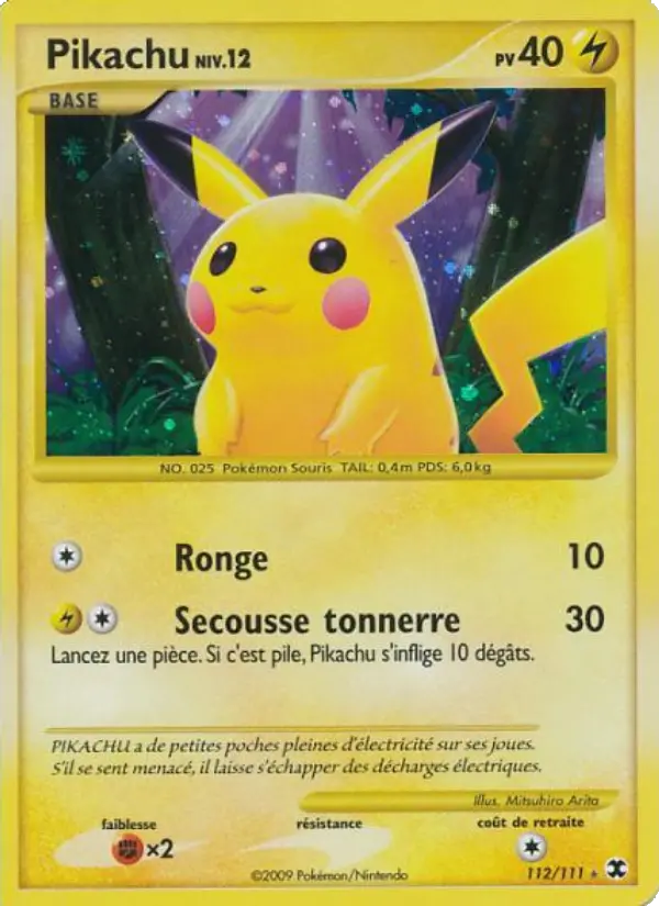 Pikachu Niv. 12 – carte Pokémon TCG Rare n°112