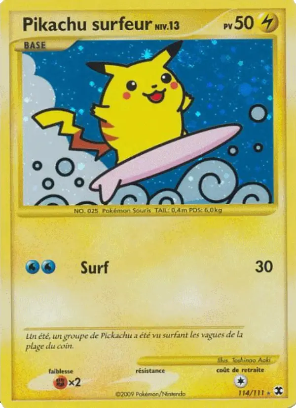 Pikachu surfeur Niv. 13 – carte Pokémon TCG Rare n°114