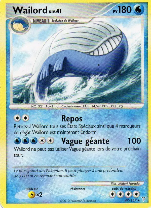 Wailord – carte Pokémon TCG Rare n°47