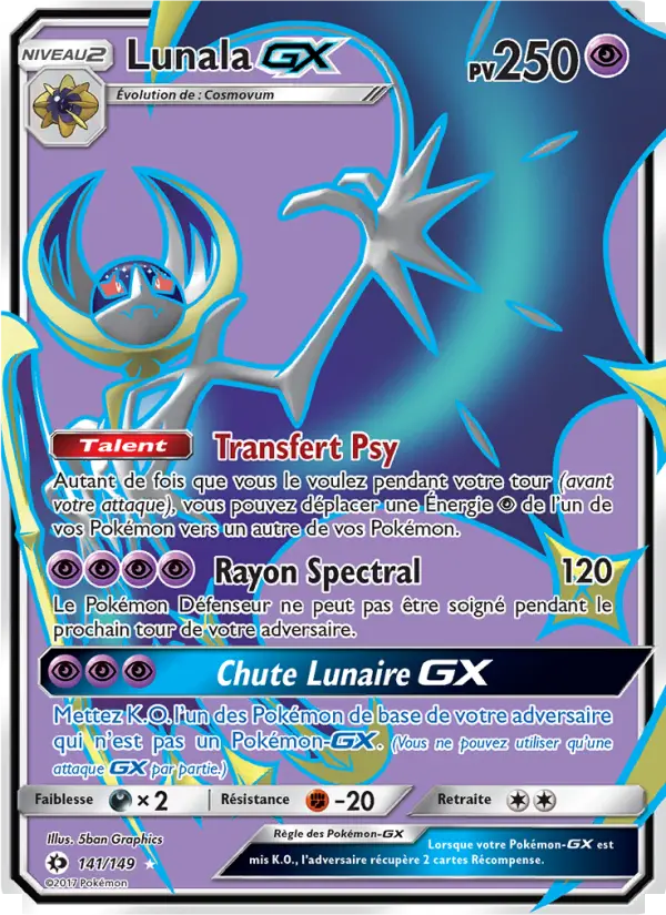 Lunala GX – carte Pokémon TCG Ultra Rare n°141