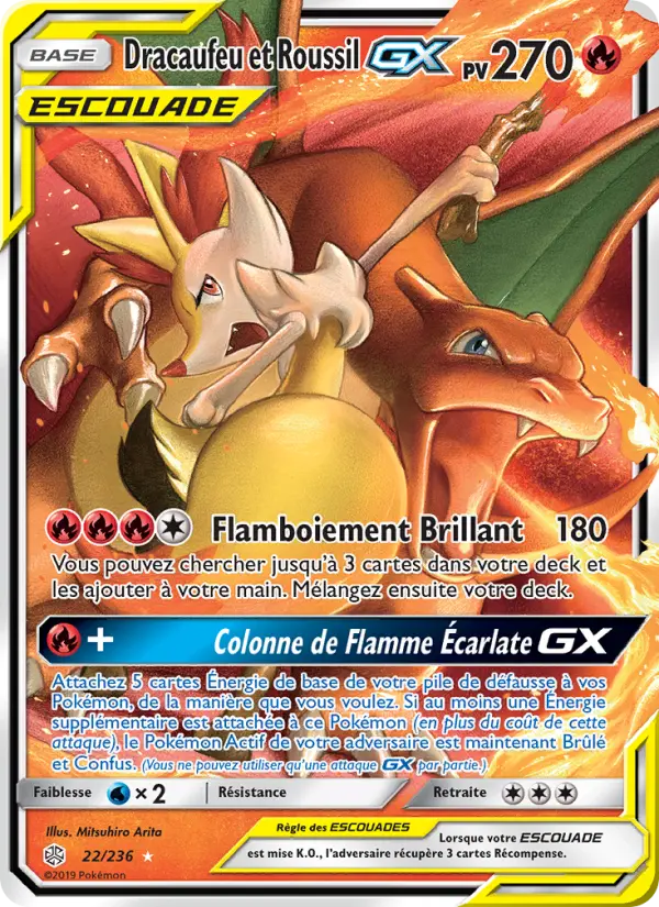 Dracaufeu et Roussil GX – carte Pokémon TCG Ultra Rare n°22