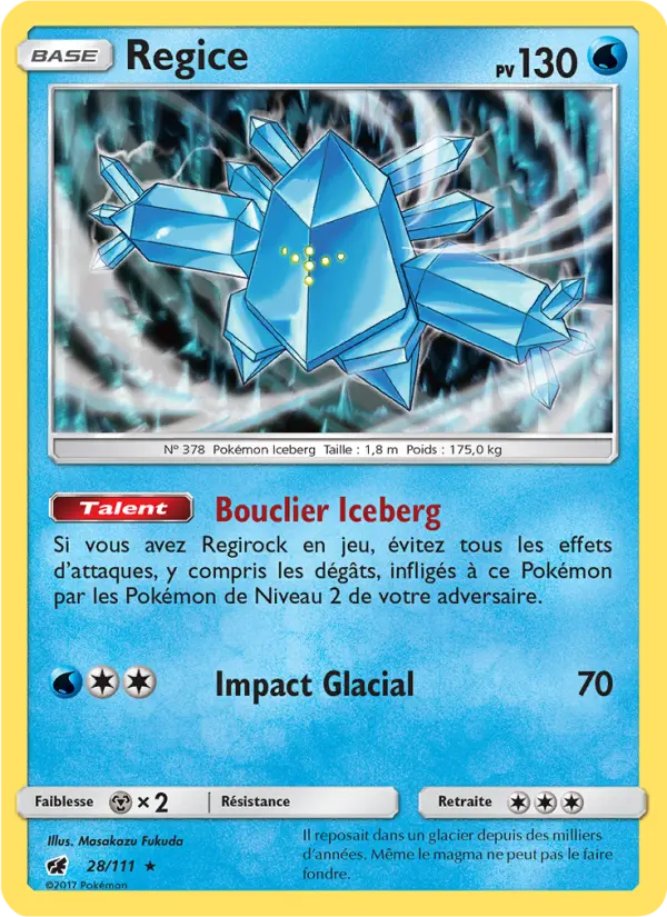 Regice – carte Pokémon TCG Rare n°28