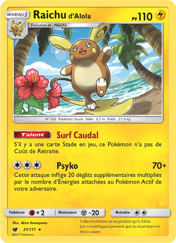 Raichu d’Alola – carte Pokémon TCG Rare n°31