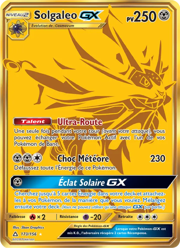 Solgaleo GX – carte Pokémon TCG Magnifique rare n°173