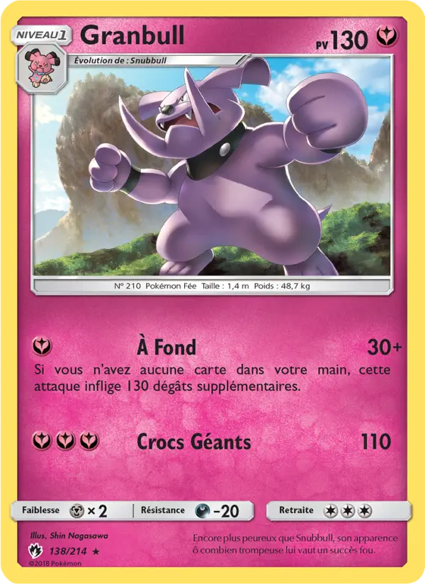 Granbull – carte Pokémon TCG Rare n°138