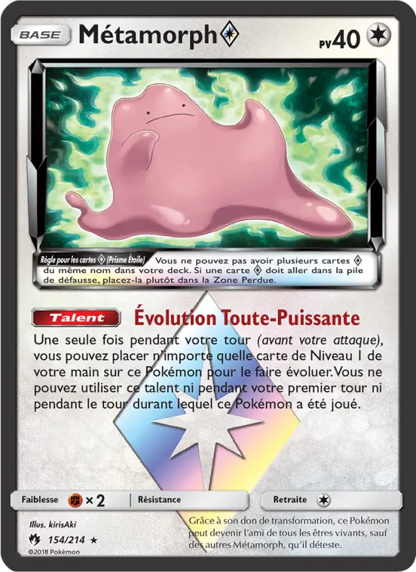 Métamorph ◇ – carte Pokémon TCG Rare n°154