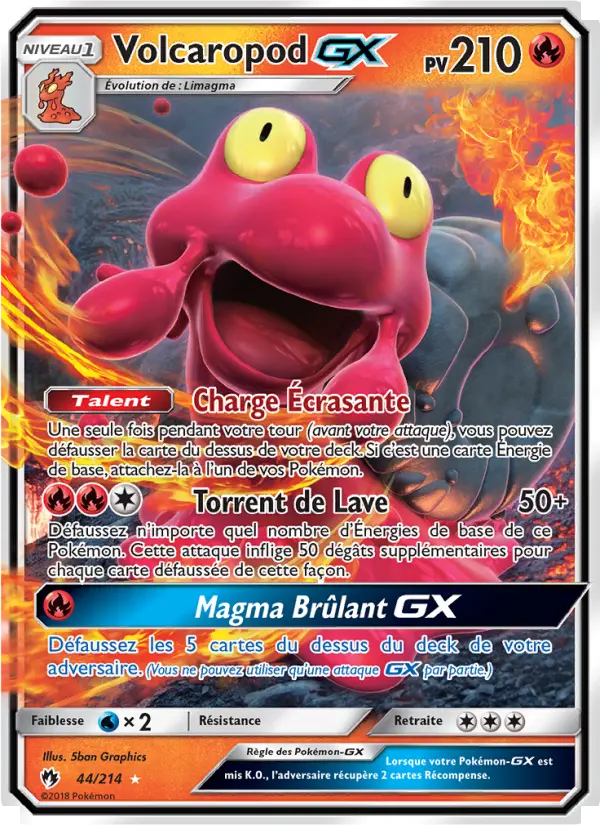 Volcaropod GX – carte Pokémon TCG Ultra Rare n°44