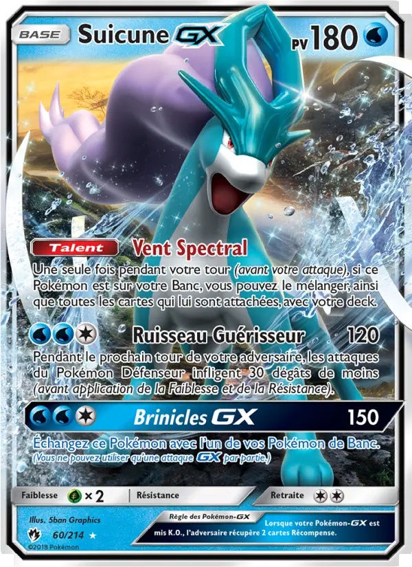 Suicune GX – carte Pokémon TCG Ultra Rare n°60