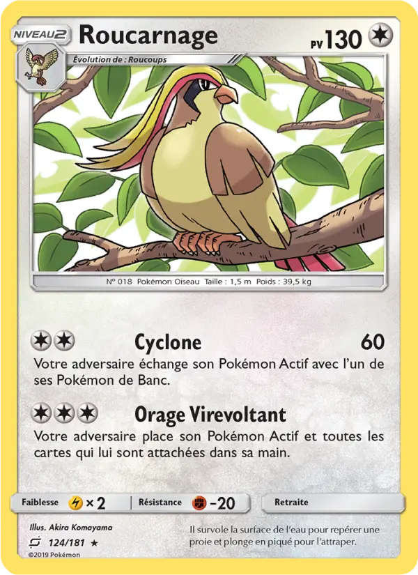 Roucarnage – carte Pokémon TCG Rare n°124