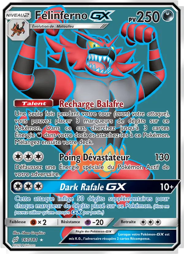Félinferno GX – carte Pokémon TCG Ultra Rare n°167