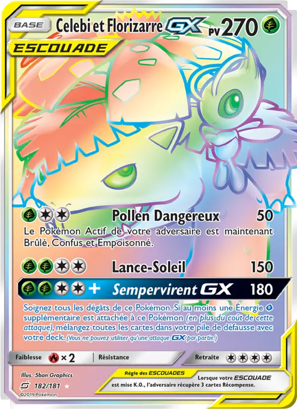 Celebi et Florizarre GX – carte Pokémon TCG Magnifique rare n°182