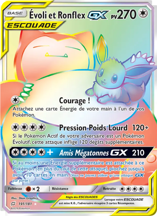 Évoli et Ronflex GX – carte Pokémon TCG Magnifique rare n°191