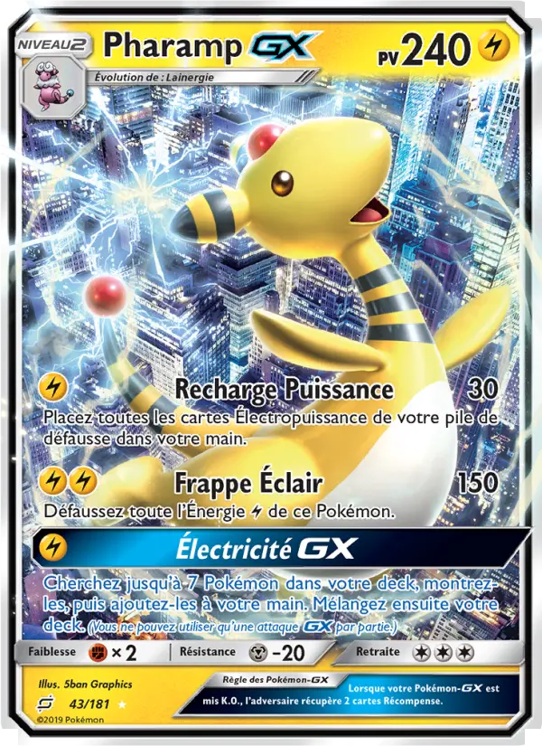 Pharamp GX – carte Pokémon TCG Ultra Rare n°43
