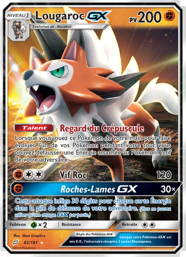 Lougaroc GX – carte Pokémon TCG Ultra Rare n°82