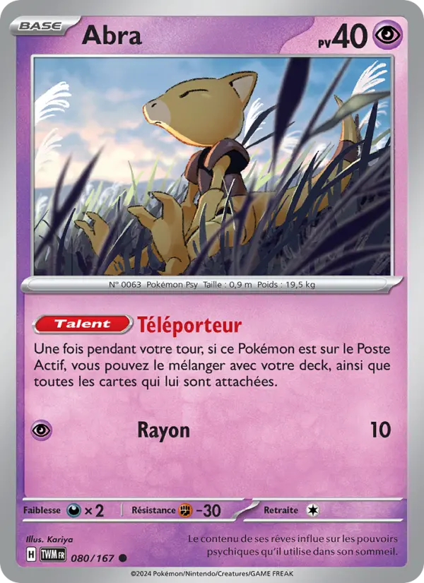 Abra – carte Pokémon TCG Commune n°080