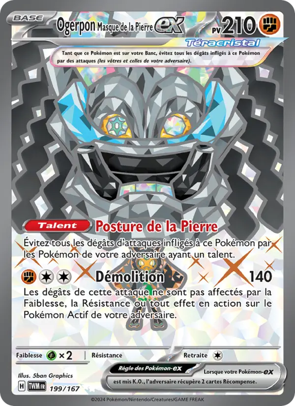 Ogerpon Masque de la Pierre-ex – carte Pokémon TCG Ultra Rare n°199