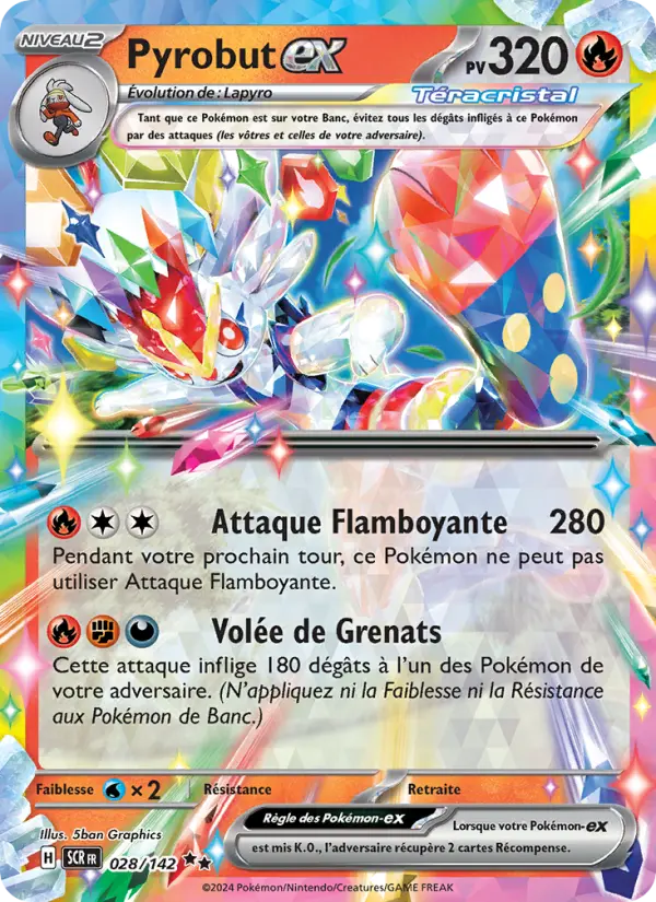 Pyrobut-ex – carte Pokémon TCG Double rare n°028