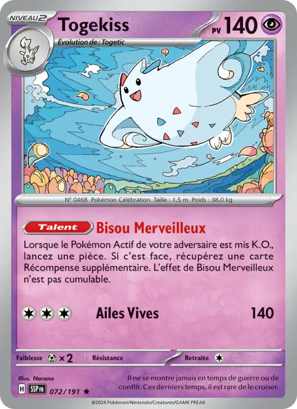 Togekiss – carte Pokémon TCG Rare n°072