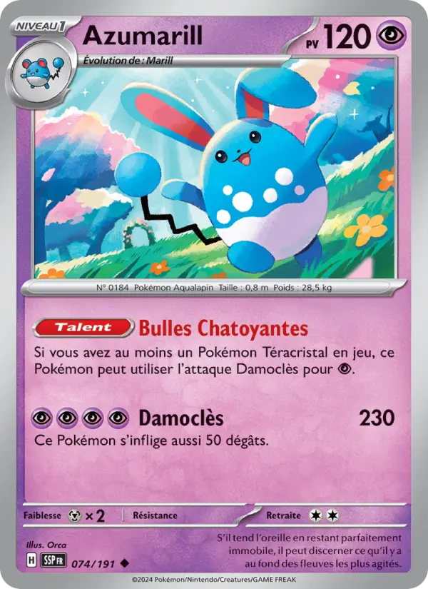 Azumarill – carte Pokémon TCG Peu Commune n°074