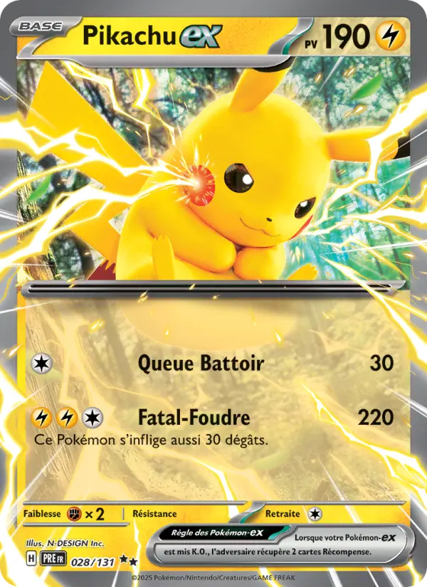 Pikachu-ex – carte Pokémon TCG Double rare n°028