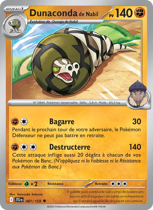 Dunaconda de Nabil – carte Pokémon TCG Peu Commune n°087