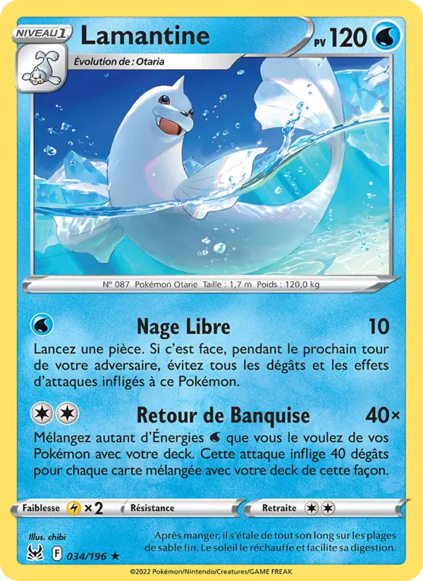 Lamantine – carte Pokémon TCG Rare n°034