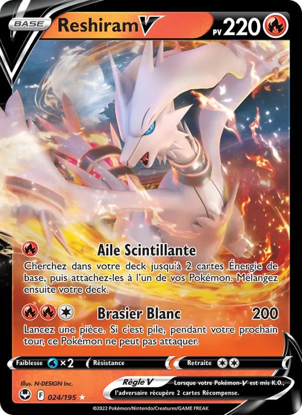 Reshiram V – carte Pokémon TCG Holo Rare V n°024