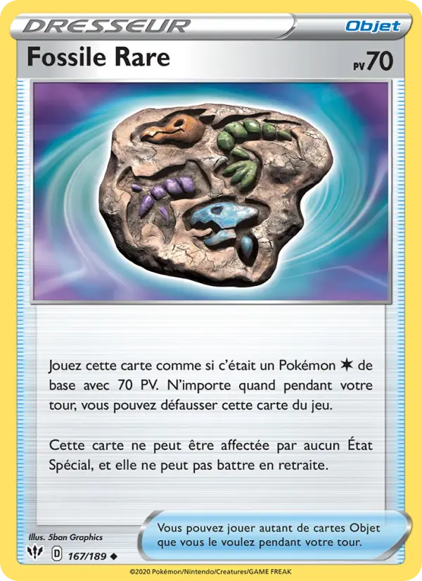 Fossile Rare – carte Pokémon TCG Peu Commune n°167