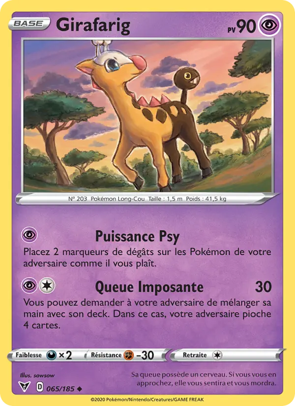 Girafarig – carte Pokémon TCG Peu Commune n°65