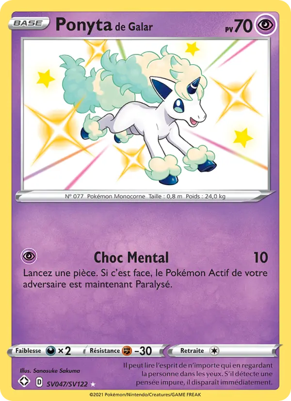 Ponyta de Galar – carte Pokémon TCG Shiny rare n°SV047
